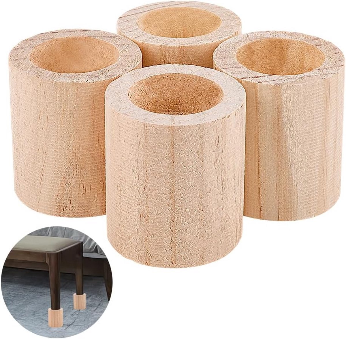 Houten Meubelverhoger Cilindrisch 39,5 mm Binnen diameter 59x72 mm Verhogen Meubels voor Bed Bank Stoel Tafel