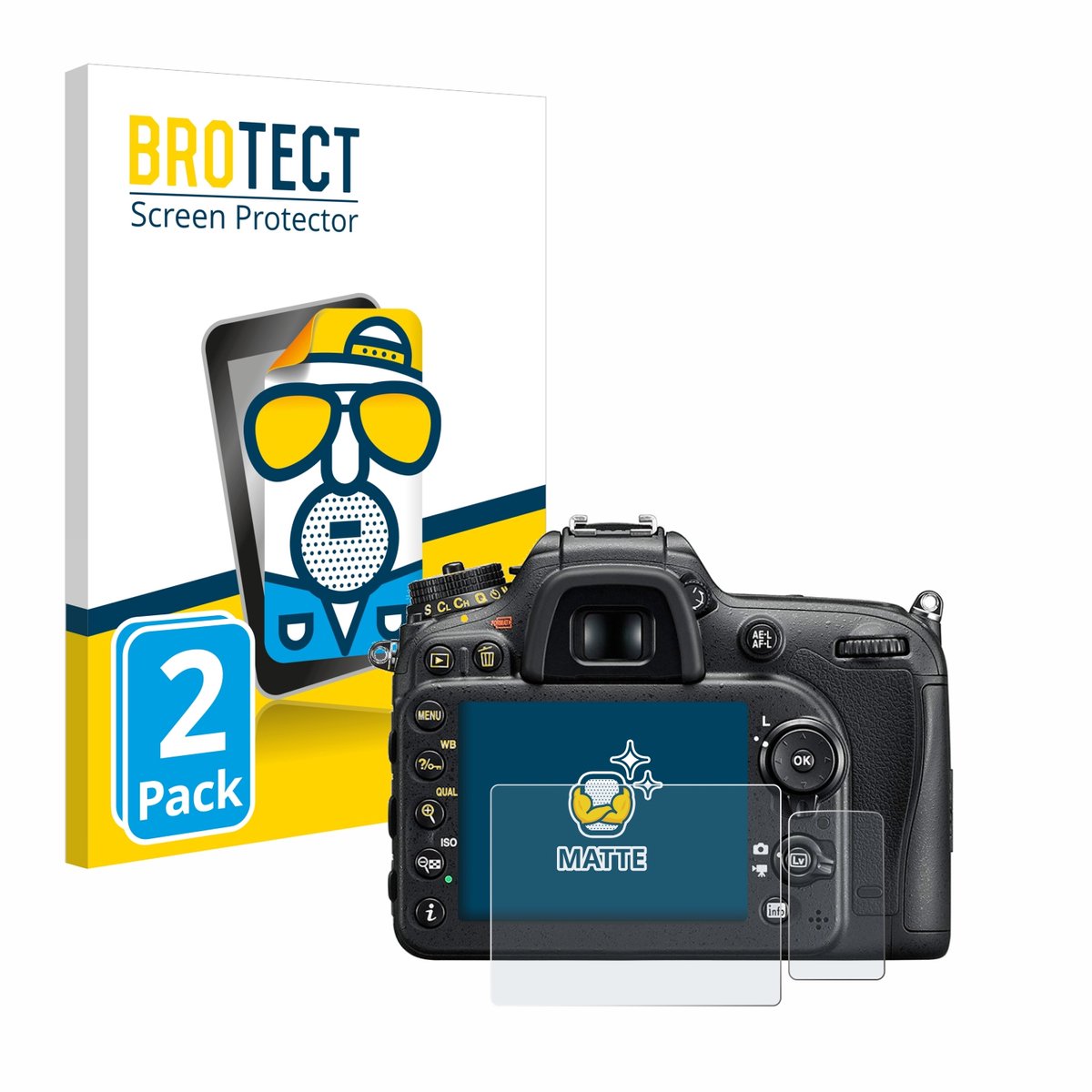 BROTECT - Screenprotector voor Nikon D7200 - Folie Beschermfolie matte 2 Stuks