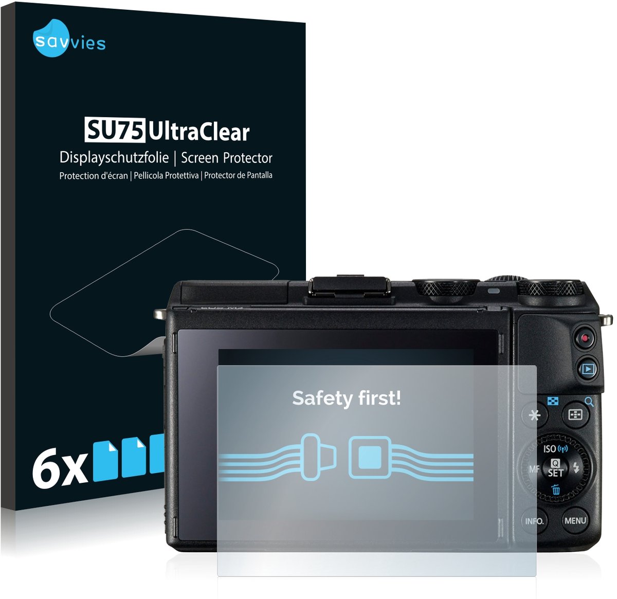Savvies - Screenprotector voor Canon EOS M3 - Folie Beschermfolie transparant 6 Stuks