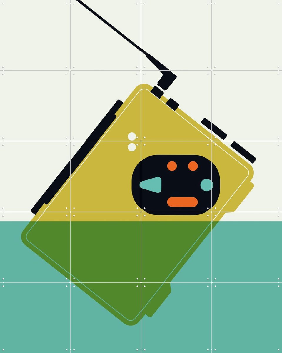 IXXI Walkman, Bo Lundberg - 80 x 100 cm - Gratis ophangtool - Grote wanddecoratie en posters - Geometrische Kunst, Illustraties, Vintage, Digitale