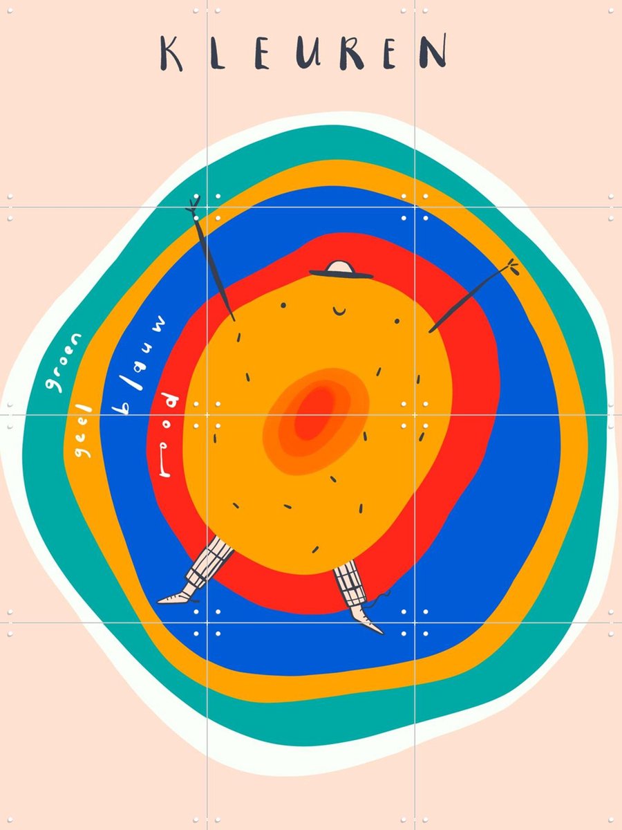 IXXI Kleuren, Gozde - 60 x 80 cm - Gratis ophangtool - Grote wanddecoratie en posters - Kleurrijk, Kinderkamer, Studeerkamer, Educatief
