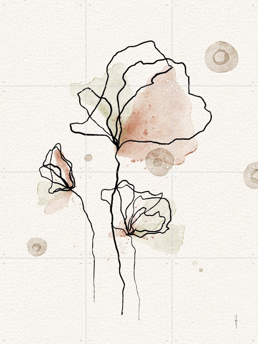 IXXI Whimsical Blooms, Ankie Kooi & Various - 60 x 80 cm - Gratis ophangtool - Grote wanddecoratie en posters - Minimalisme, Aquarel, Illustraties