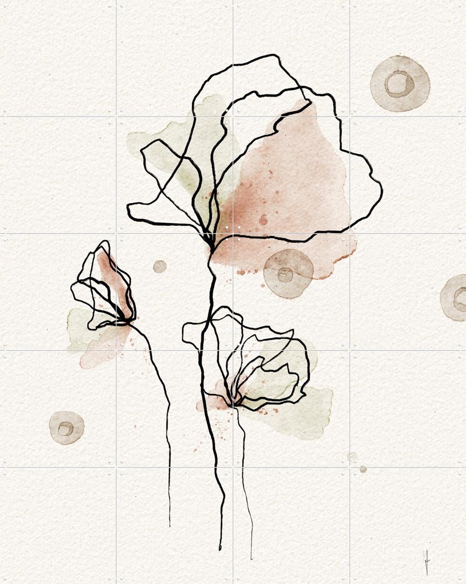 IXXI Whimsical Blooms, Ankie Kooi & Various - 80 x 100 cm - Gratis ophangtool - Grote wanddecoratie en posters - Minimalisme, Aquarel, Illustraties