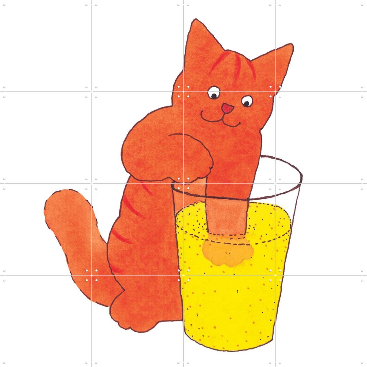 IXXI Dikkie Dik heeft Dorst, Dikkie Dik - 80 x 80 cm - Gratis ophangtool - Grote wanddecoratie en posters - Cartoonesk, Illustraties, Speels