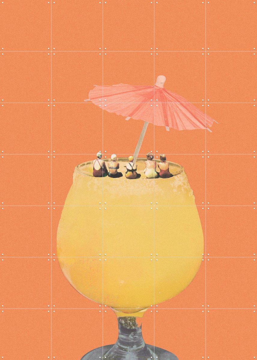 IXXI Holiday in a Glass II, Maarten Léon - 100 x 140 cm - Gratis ophangtool - Grote wanddecoratie en posters - Digitale Kunst, Grafisch Ontwerp