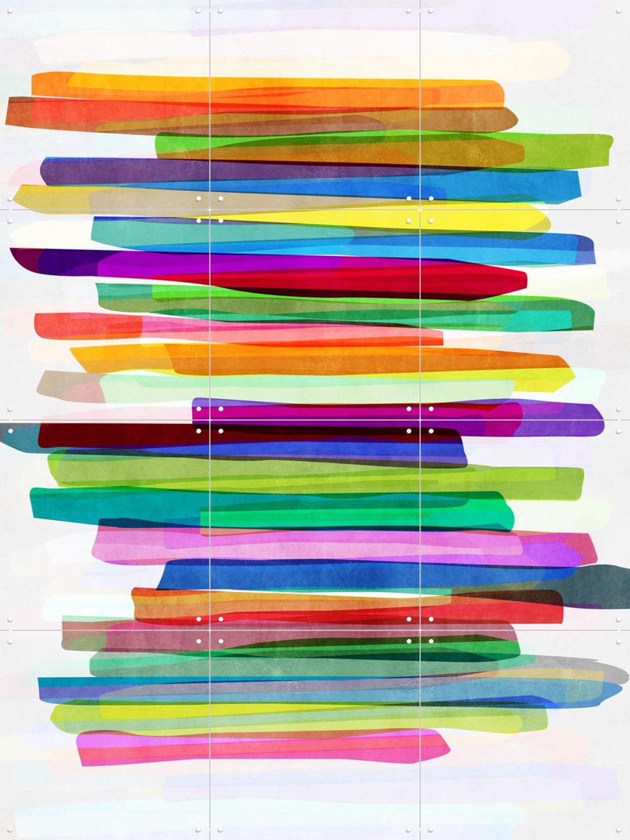 IXXI Colorful Stripes, Mareike Böhmer - 60 x 80 cm - Gratis ophangtool - Grote wanddecoratie en posters - Aquarel, Abstract, Kleurrijk, Grafisch