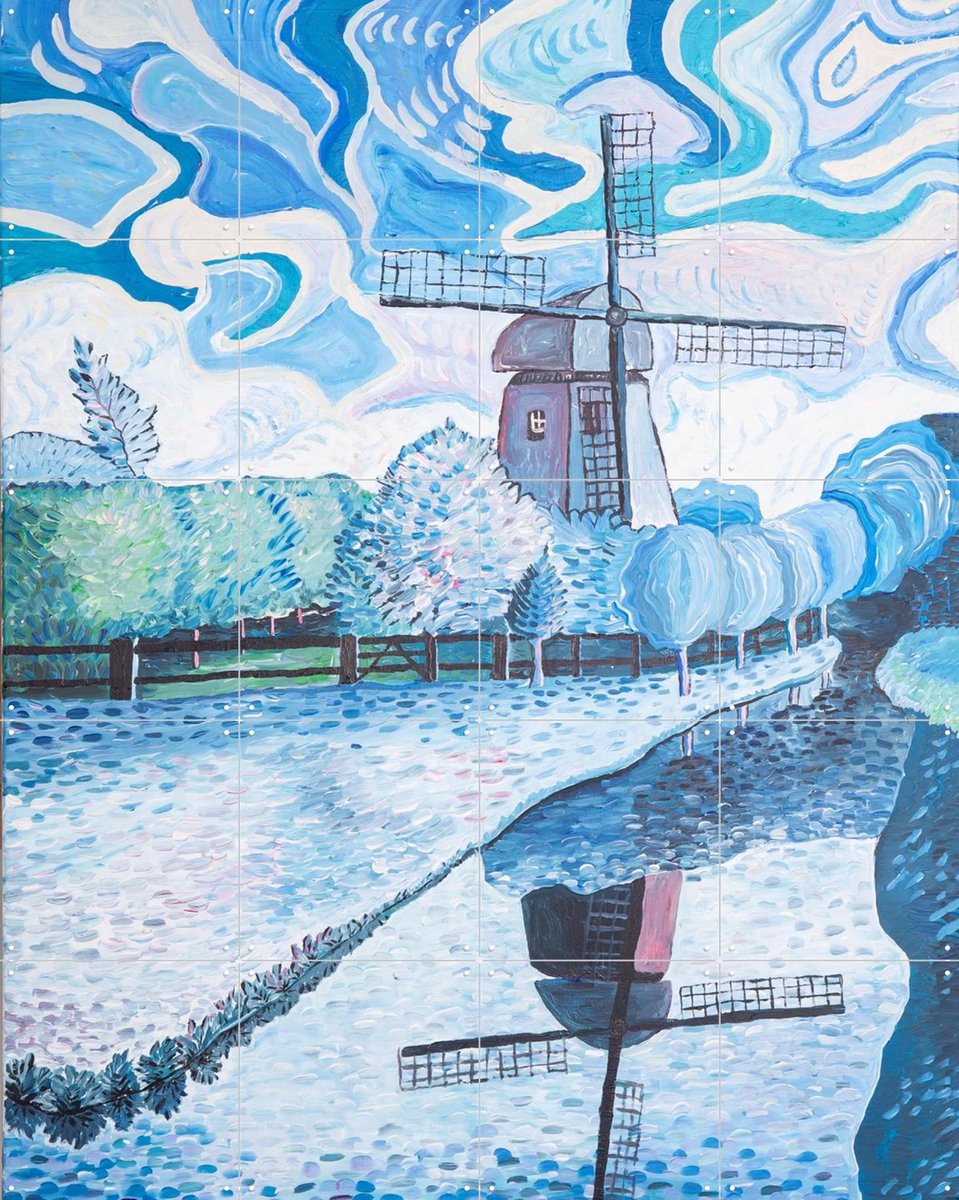 IXXI Windmill, Zurab Dariali & Van Gogh 21st Century - 80 x 100 cm - Gratis ophangtool - Grote wanddecoratie en posters - Impressionisme, Kleurrijk