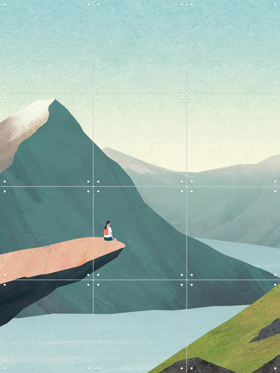 IXXI Trolltunga, Henry Rivers - 60 x 80 cm - Gratis ophangtool - Grote wanddecoratie en posters - Kleurrijk, Digitale Kunst, Minimalisme