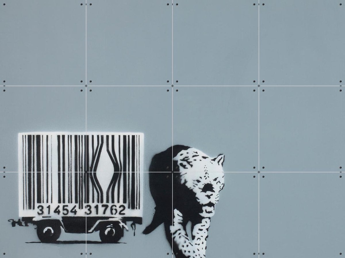 IXXI Barcode Leopard, Made by IXXI - 80 x 60 cm - Gratis ophangtool - Grote wanddecoratie en posters - Pop art, Street art, Illustraties, Mancave