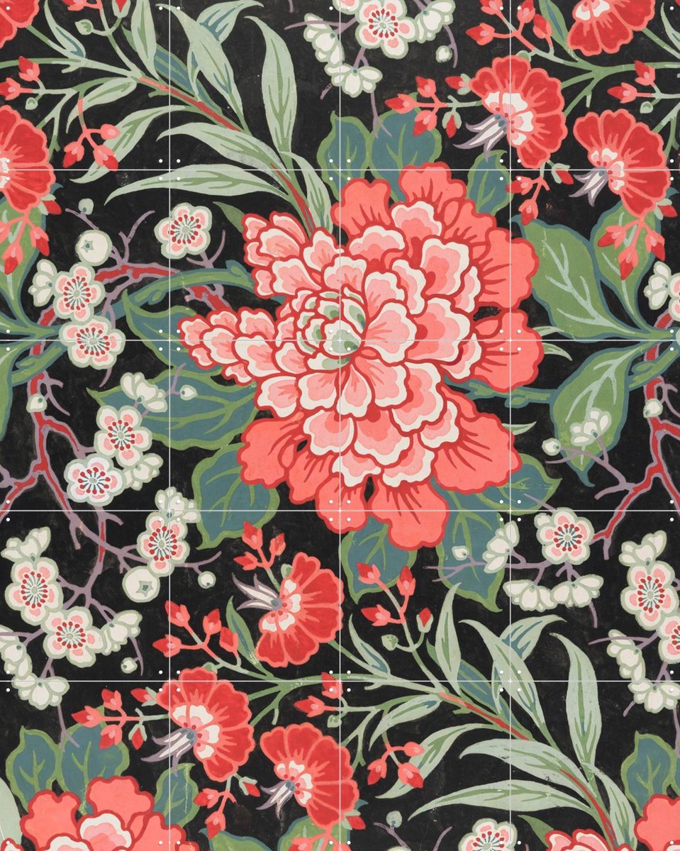 IXXI Design for printed Textile, Lindsay Phillip Butterfield & Victoria and Albert Museum - 80 x 100 cm - Gratis ophangtool - Grote wanddecoratie en