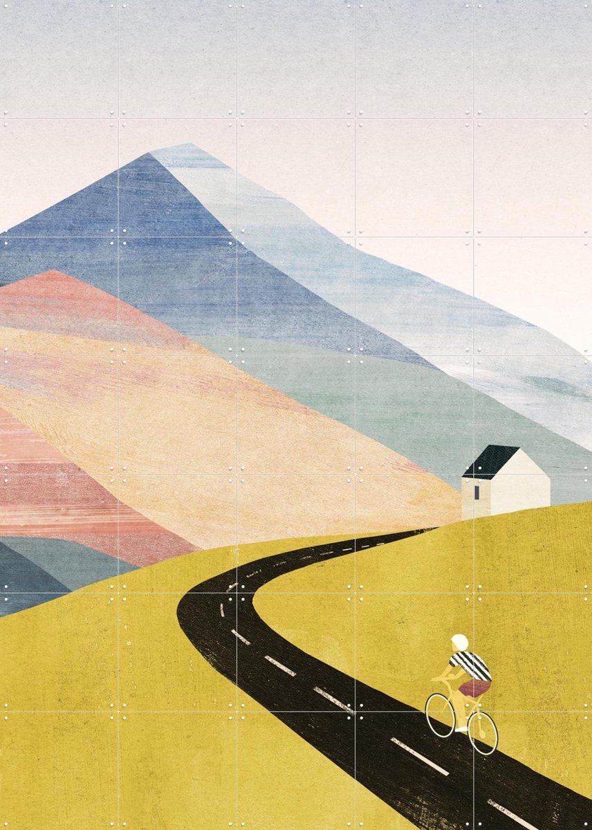 IXXI Cycling Home, Henry Rivers - 100 x 140 cm - Gratis ophangtool - Grote wanddecoratie en posters - Minimalisme, Illustraties, Geometrische Kunst