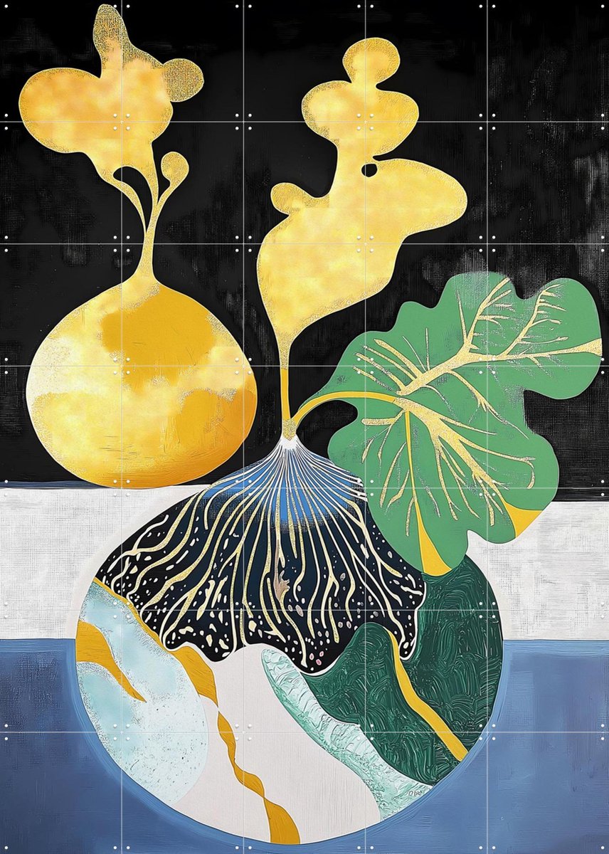 IXXI Rooted Illusion, Artclaud - 100 x 140 cm - Gratis ophangtool - Grote wanddecoratie en posters - Kleurrijk, Geometrische Kunst, Illustraties
