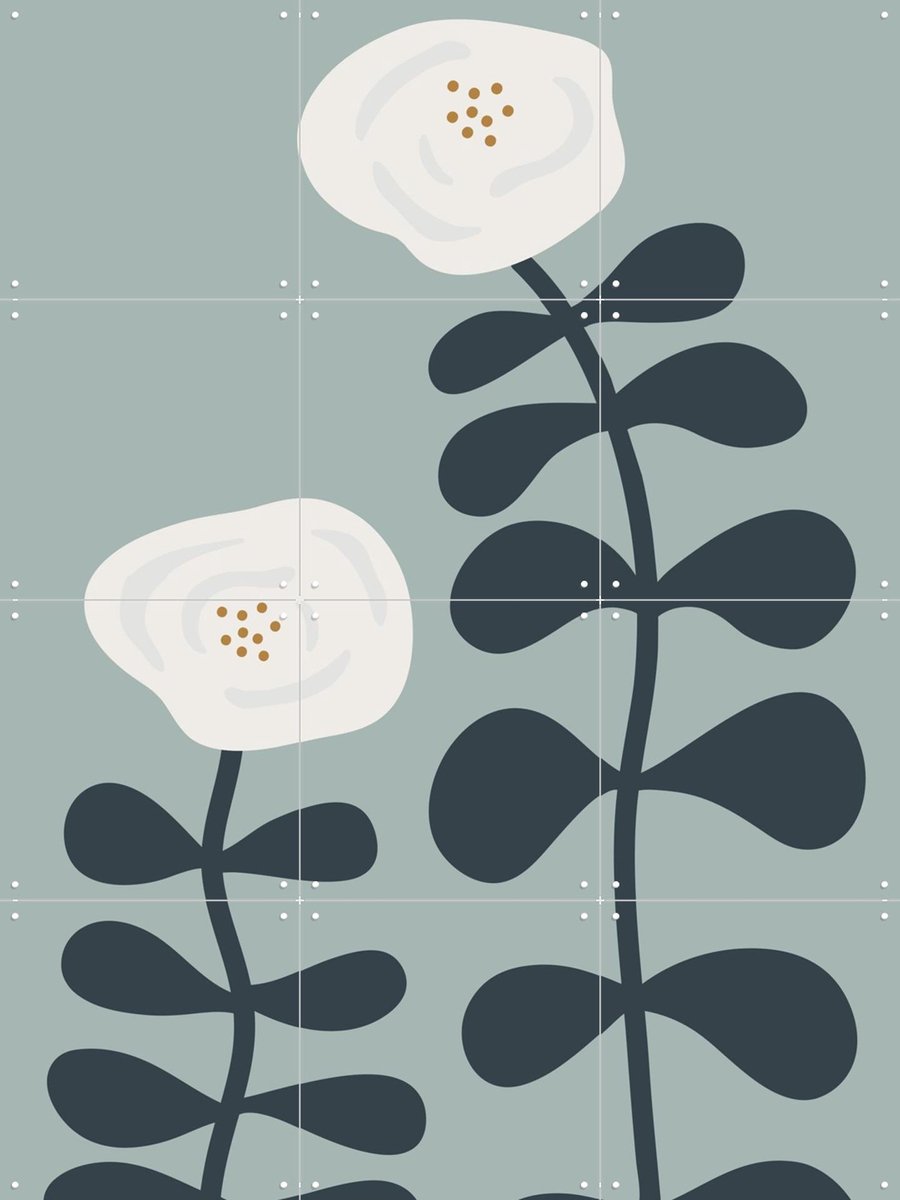 IXXI Blooming Flowers, Little Otja - 60 x 80 cm - Gratis ophangtool - Grote wanddecoratie en posters - Minimalisme, Illustraties, Geometrische Kunst