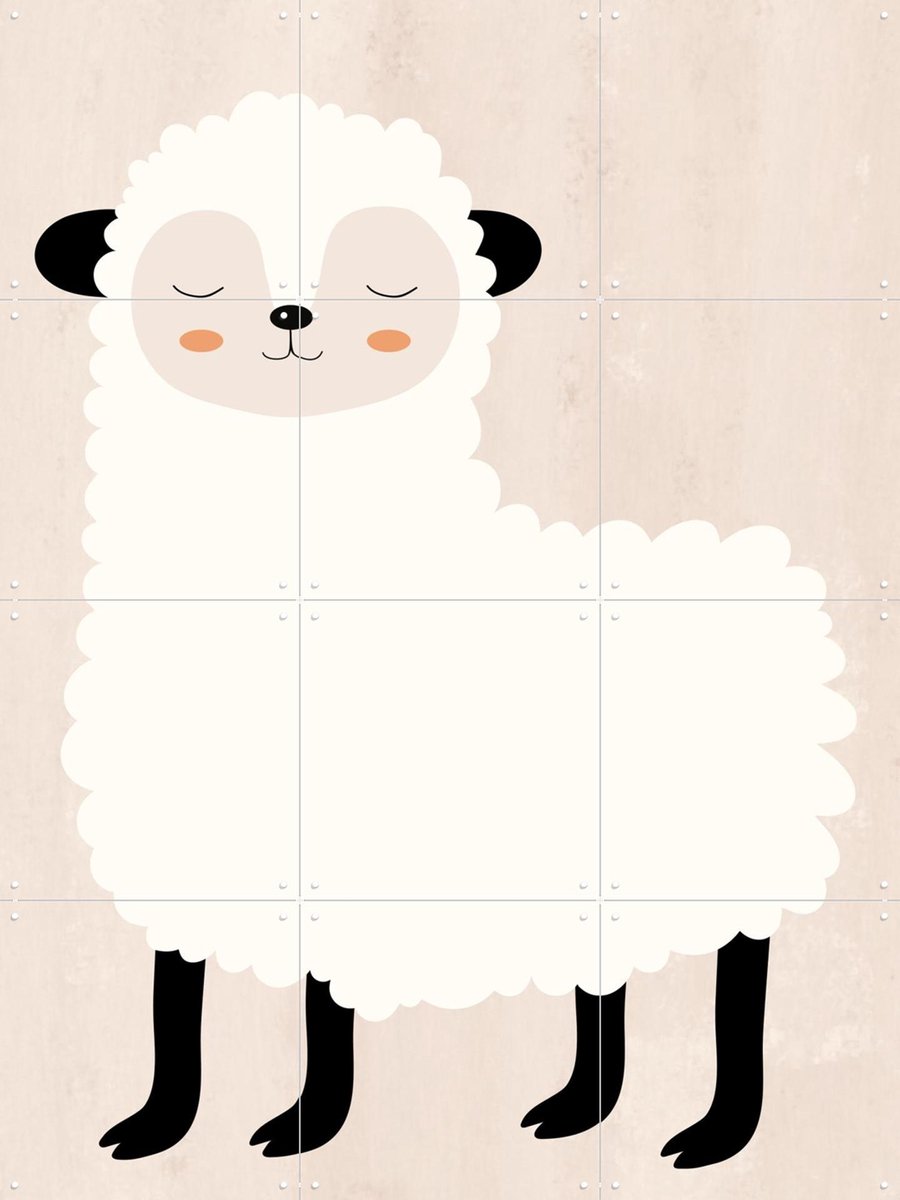 IXXI Wooly Sheep, Little Otja - 60 x 80 cm - Gratis ophangtool - Grote wanddecoratie en posters - Illustraties, Cartoonesk, Digitale Kunst, Speels
