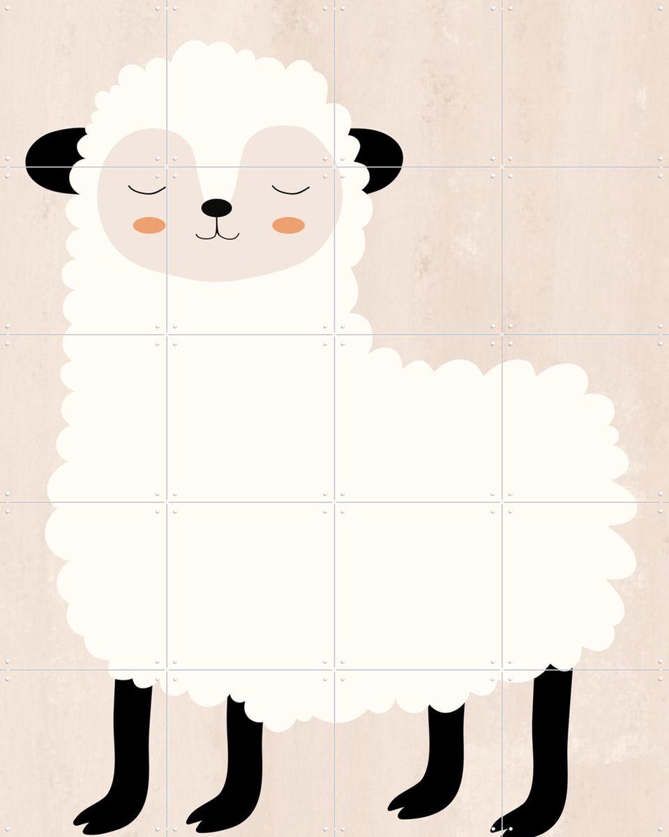 IXXI Wooly Sheep, Little Otja - 80 x 100 cm - Gratis ophangtool - Grote wanddecoratie en posters - Illustraties, Cartoonesk, Digitale Kunst, Speels