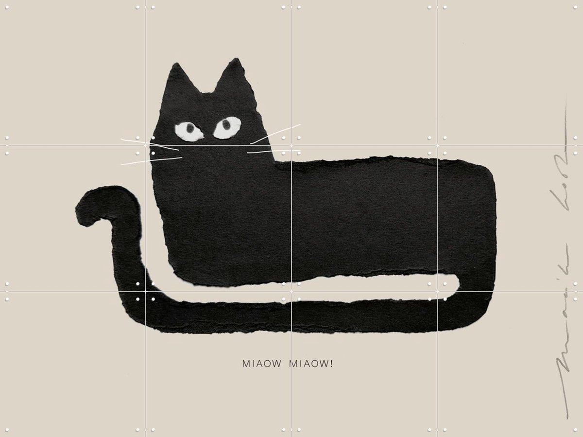 IXXI Le Chat, Maaike Koster & My Deer Art Shop - 80 x 60 cm - Gratis ophangtool - Grote wanddecoratie en posters - Speels, Illustraties, Grafisch