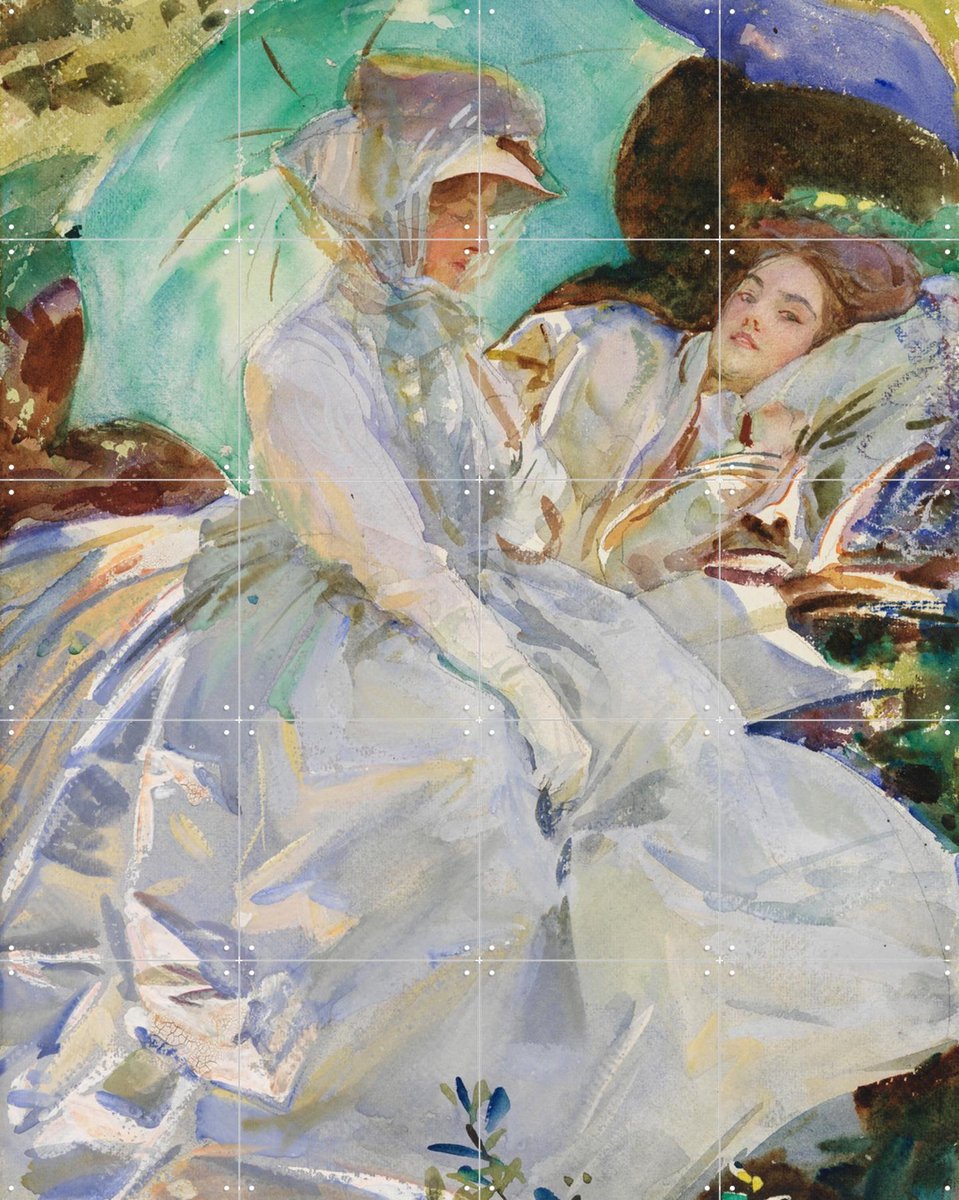 IXXI Simplon Pass: Reading, John Singer Sargent & Museum of Fine Arts Boston - 80 x 100 cm - Gratis ophangtool - Grote wanddecoratie en posters -