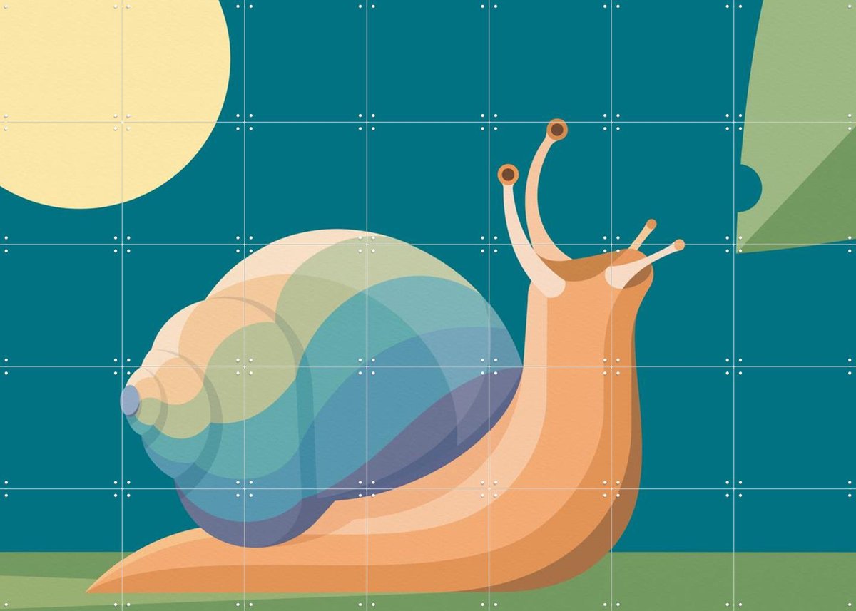IXXI Slak, Elke Uijtewaal - 140 x 100 cm - Gratis ophangtool - Grote wanddecoratie en posters - Speels, Cartoonesk, Illustraties, Grafisch Ontwerp