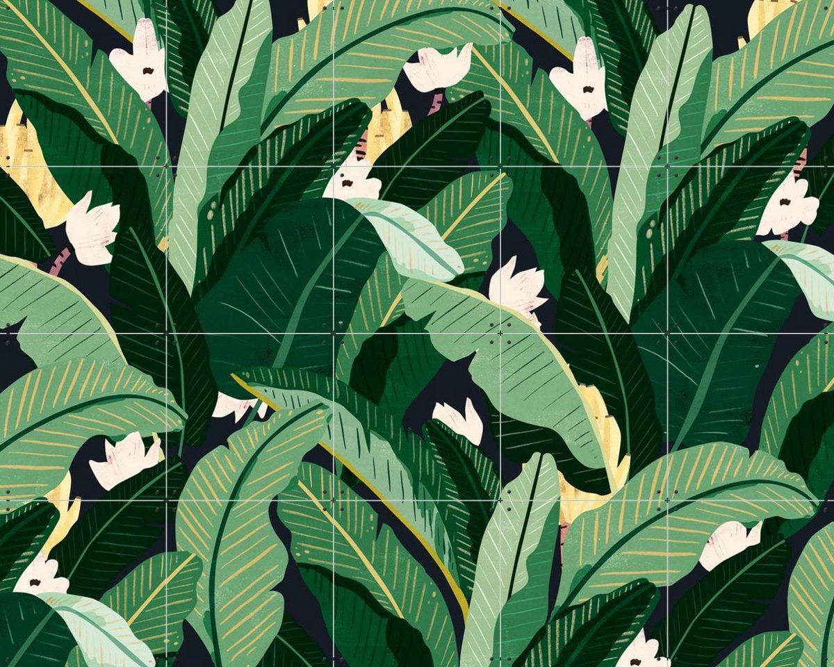 IXXI Banana Leaf Dark Green, Lotte Dirks - 100 x 80 cm - Gratis ophangtool - Grote wanddecoratie en posters - Grafisch Ontwerp, Illustraties, Digitale