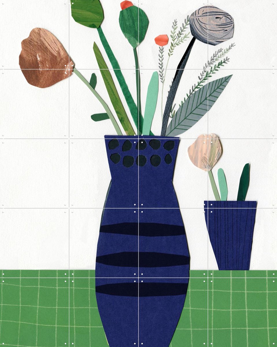 IXXI Flowers 3, Signorinah - 80 x 100 cm - Gratis ophangtool - Grote wanddecoratie en posters - Collage, Speels, Illustraties, Kleurrijk, Woonkamer