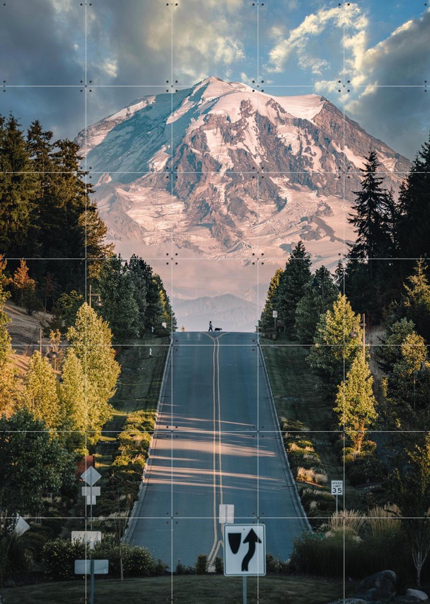 IXXI Mt.Rainier, Tristan Zhou - 100 x 140 cm - Gratis ophangtool - Grote wanddecoratie en posters - Fotografie, Kleurrijk, Slaapkamer, Woonkamer