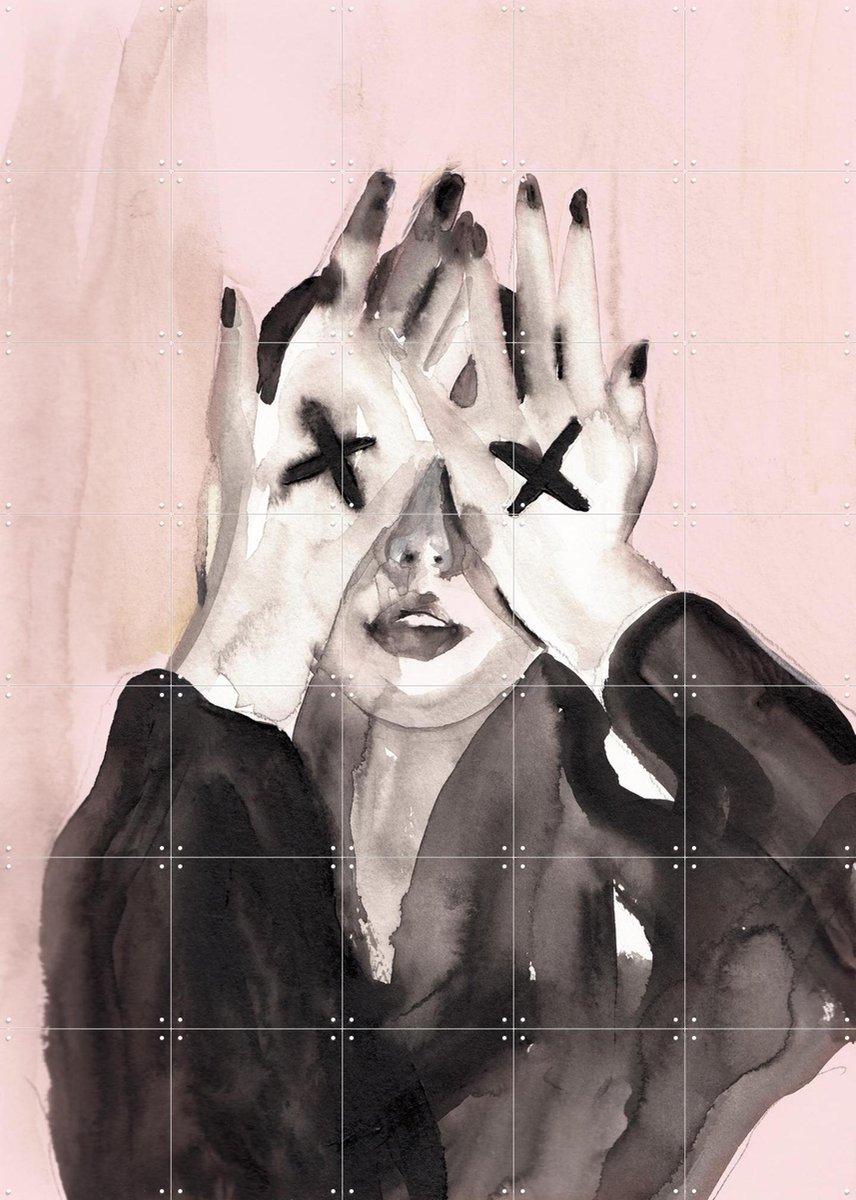 IXXI Make me wanna XX - Pink, Victoria Verbaan - 100 x 140 cm - Gratis ophangtool - Grote wanddecoratie en posters - Illustraties, Aquarel, Woonkamer