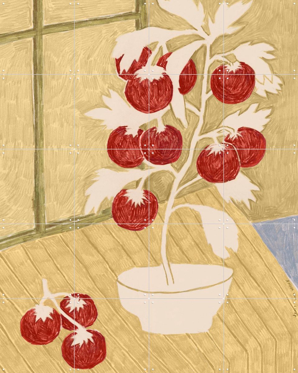 IXXI Tomatoes, Anouk van Cleef - 80 x 100 cm - Gratis ophangtool - Grote wanddecoratie en posters - Speels, Illustraties, Kleurrijk, Keuken