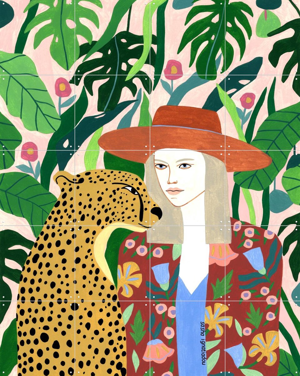 IXXI Safari, Sasha Ignatiadou - 80 x 100 cm - Gratis ophangtool - Grote wanddecoratie en posters - Pop art, Speels, Illustraties, Kleurrijk