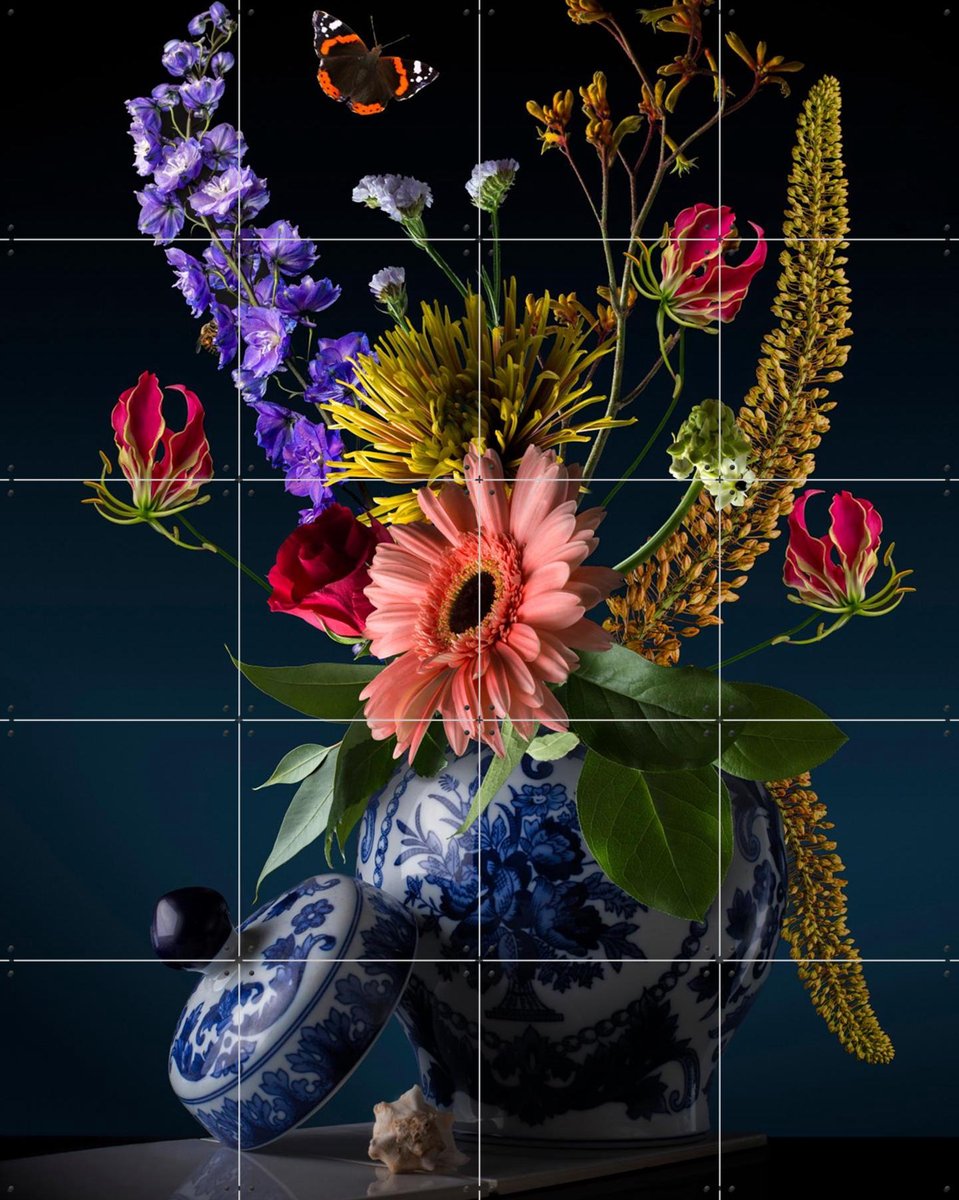 IXXI Royal Flora, Sander van Laar - 80 x 100 cm - Gratis ophangtool - Grote wanddecoratie en posters - Fotografie, Kleurrijk, Eetkamer, Woonkamer