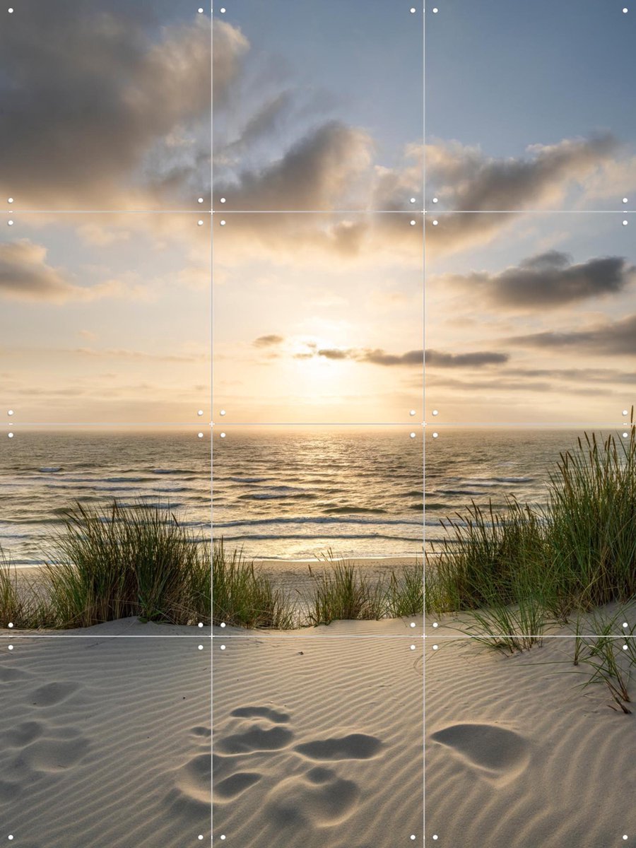 IXXI Dune beach at sunset, Jan Becke - 60 x 80 cm - Gratis ophangtool - Grote wanddecoratie en posters - Naturalisme, Fotografie, Impressionisme