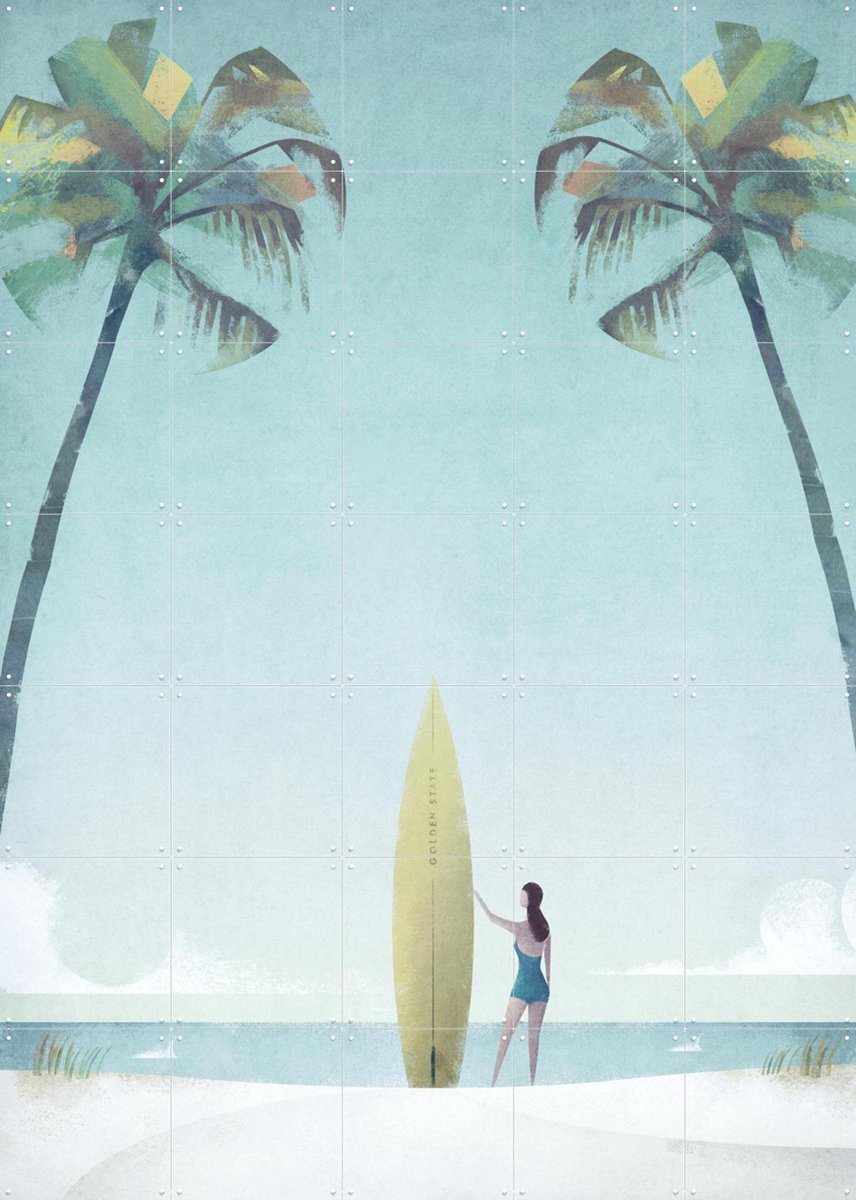 IXXI The Surfer 3, Henry Rivers - 100 x 140 cm - Gratis ophangtool - Grote wanddecoratie en posters - Minimalisme, Illustraties, Aquarel, Slaapkamer