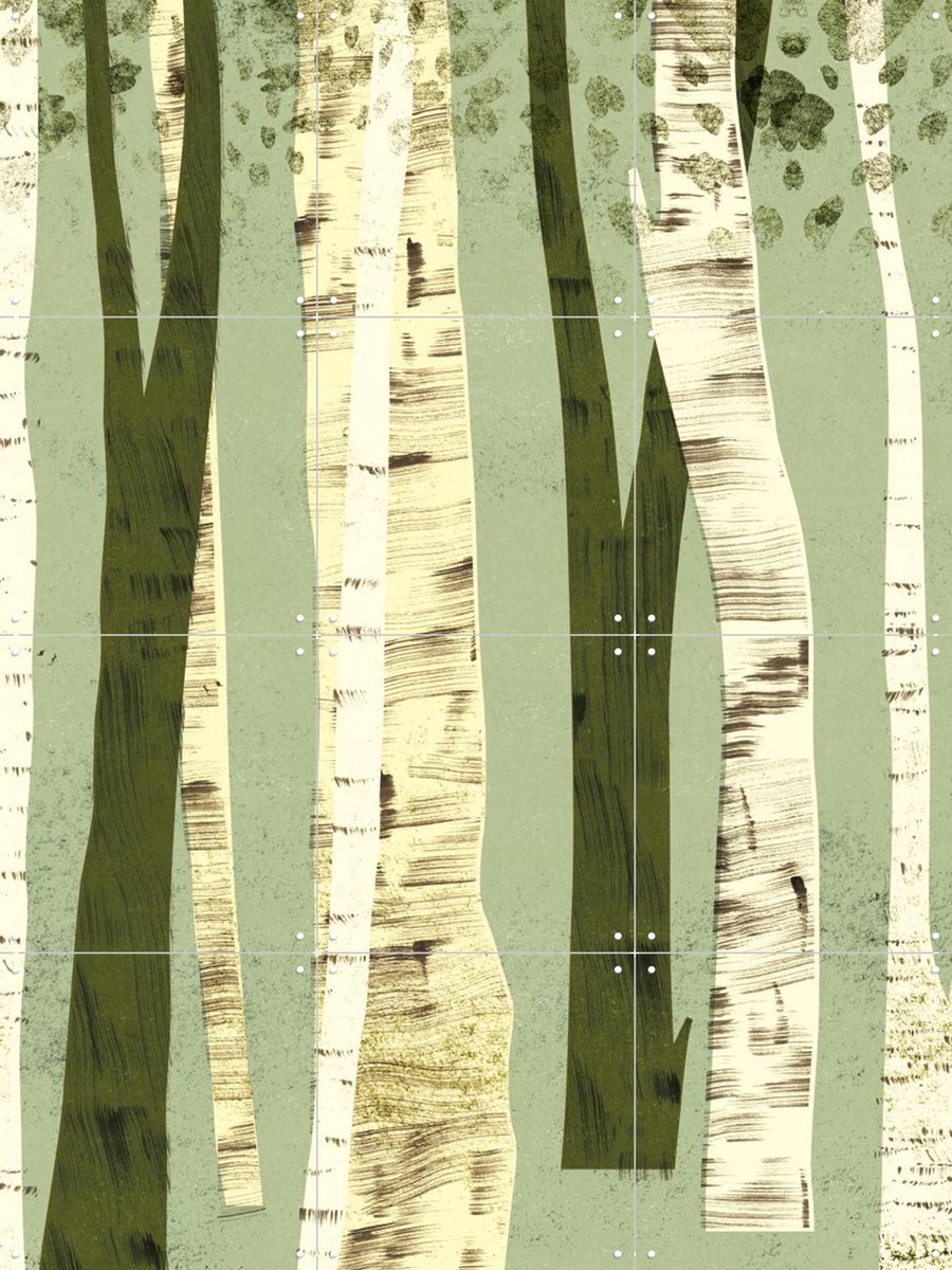 IXXI Forest Mint, Lotte Dirks - 60 x 80 cm - Gratis ophangtool - Grote wanddecoratie en posters - Illustraties, Minimalisme, Grafisch Ontwerp