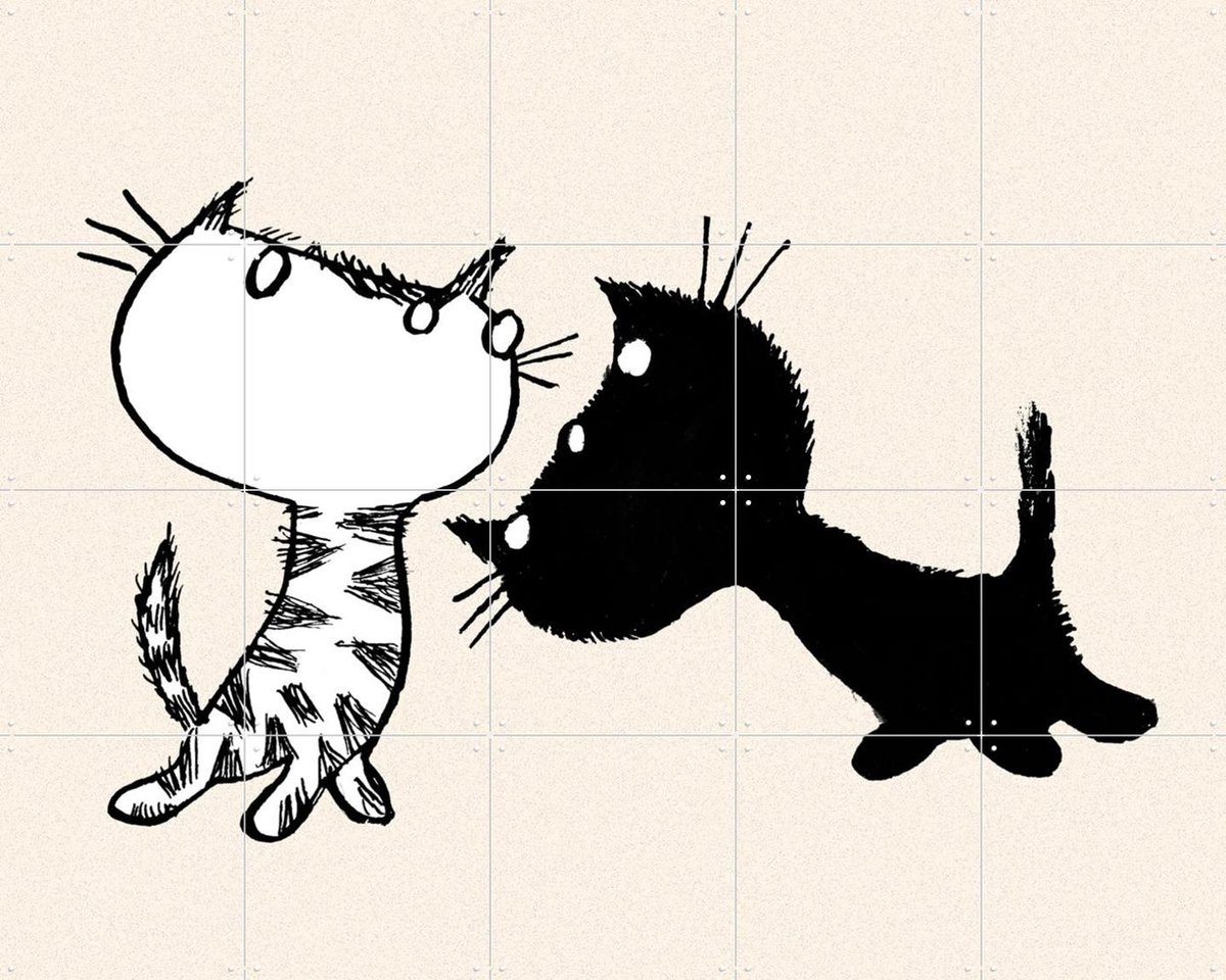 IXXI Pim & Pom 2, Fiep Westendorp - 100 x 80 cm - Gratis ophangtool - Grote wanddecoratie en posters - Cartoonesk, Illustraties, Speels, Line art