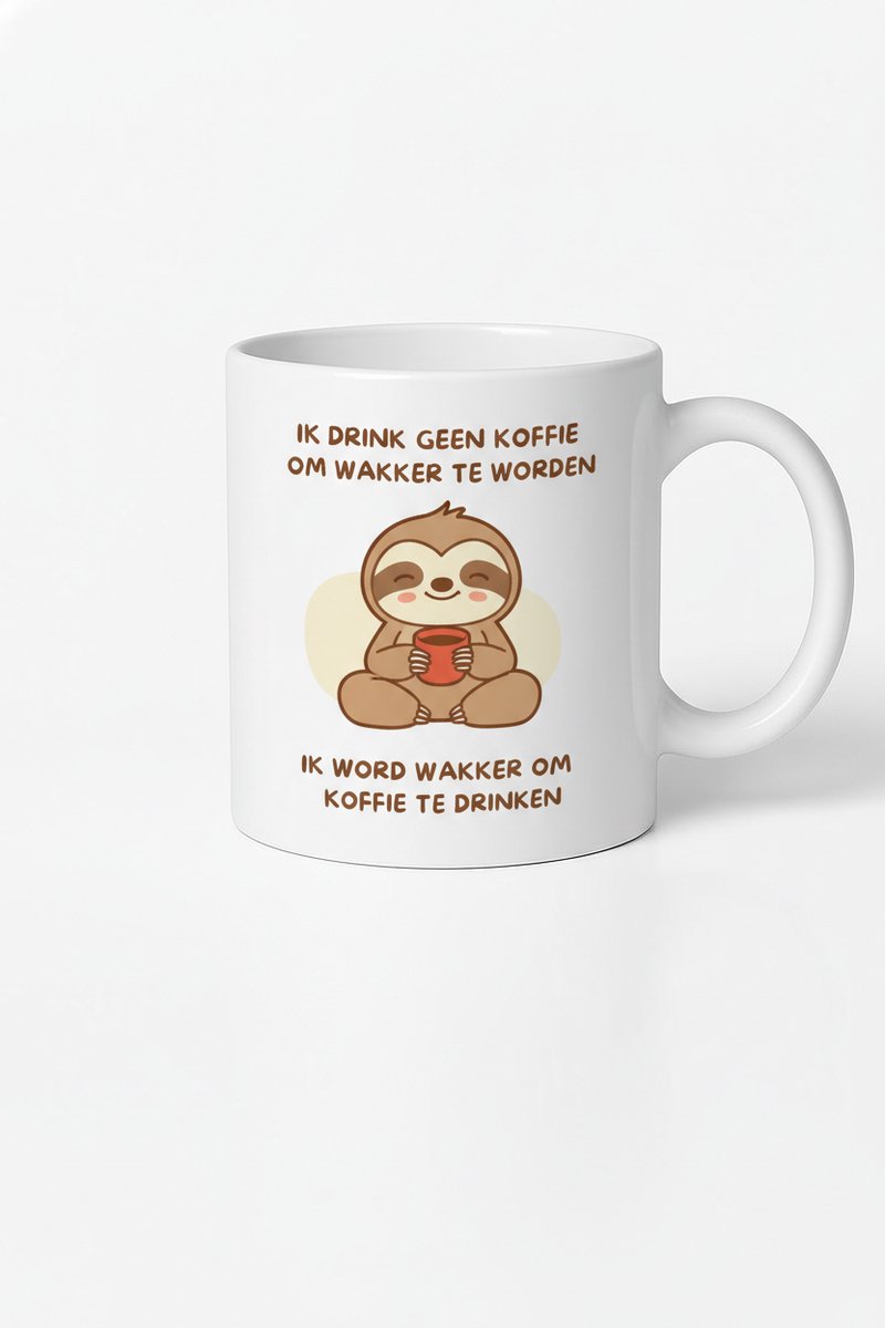 Grappige Sloth Koffiemok - "Ik Drink Geen Koffie Om Wakker Te Worden