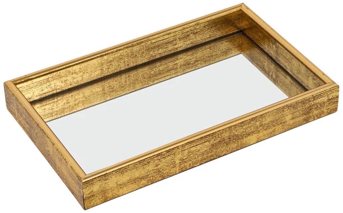 IvoQ Luxe Dienblad Goud met Spiegelbodem – 45 x 30 cm – Rechthoekig Decoratie Plateau – Hotel Chic & Antiek Design