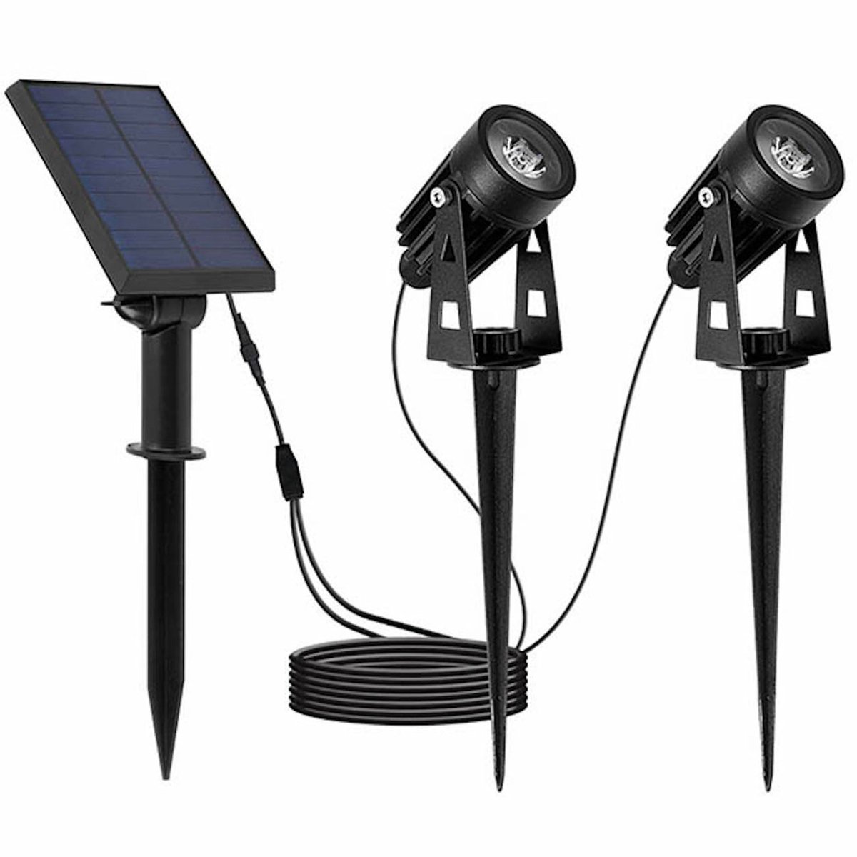 Set van 2 gekoppelde zonne-spotlights 200LM ROUNDY