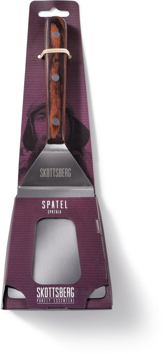 Skottsberg - Spatel - 28 cm - RVS - Houten handvat - Voor gietijzer en plaatstaal — afbeelding 3