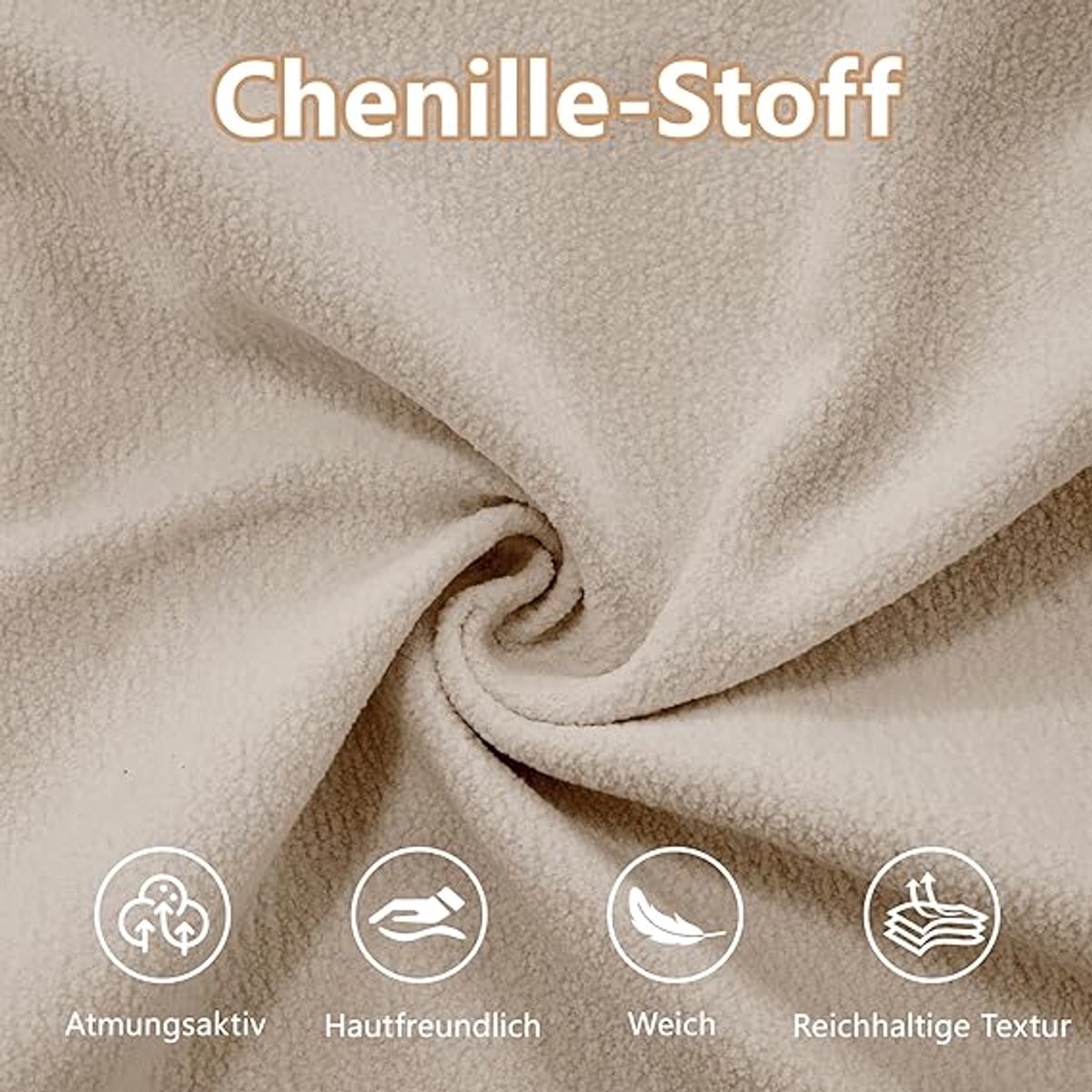 Modulaire 4-Zits Cloud Sofa 77x81x406 cm Beige – Diepe Zitbank met Lenden- en Decoratieve Kussens, Brede Armleuningen, Zonder Montage – Luxe Chenille Bank voor Woonkamer, Appartement, Studio of Kantoor | Pauwhome