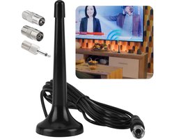 Indoor DAB-radioantenne - 3 meter kabel - Digitaal Radio Antenne - Telescopische DAB FM-Radioantenne - Met 3 Adapters - Magnetische basis - Hoogwaardige radioantenne voor heldere DAB- en FM-ontvangst