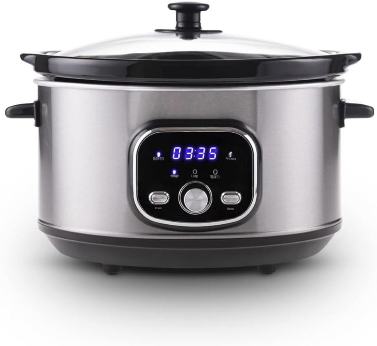 Aura® Slowcooker met Timer Zilver/Zwart 25cm x 32cm x 23cm - Aura® - €159,95