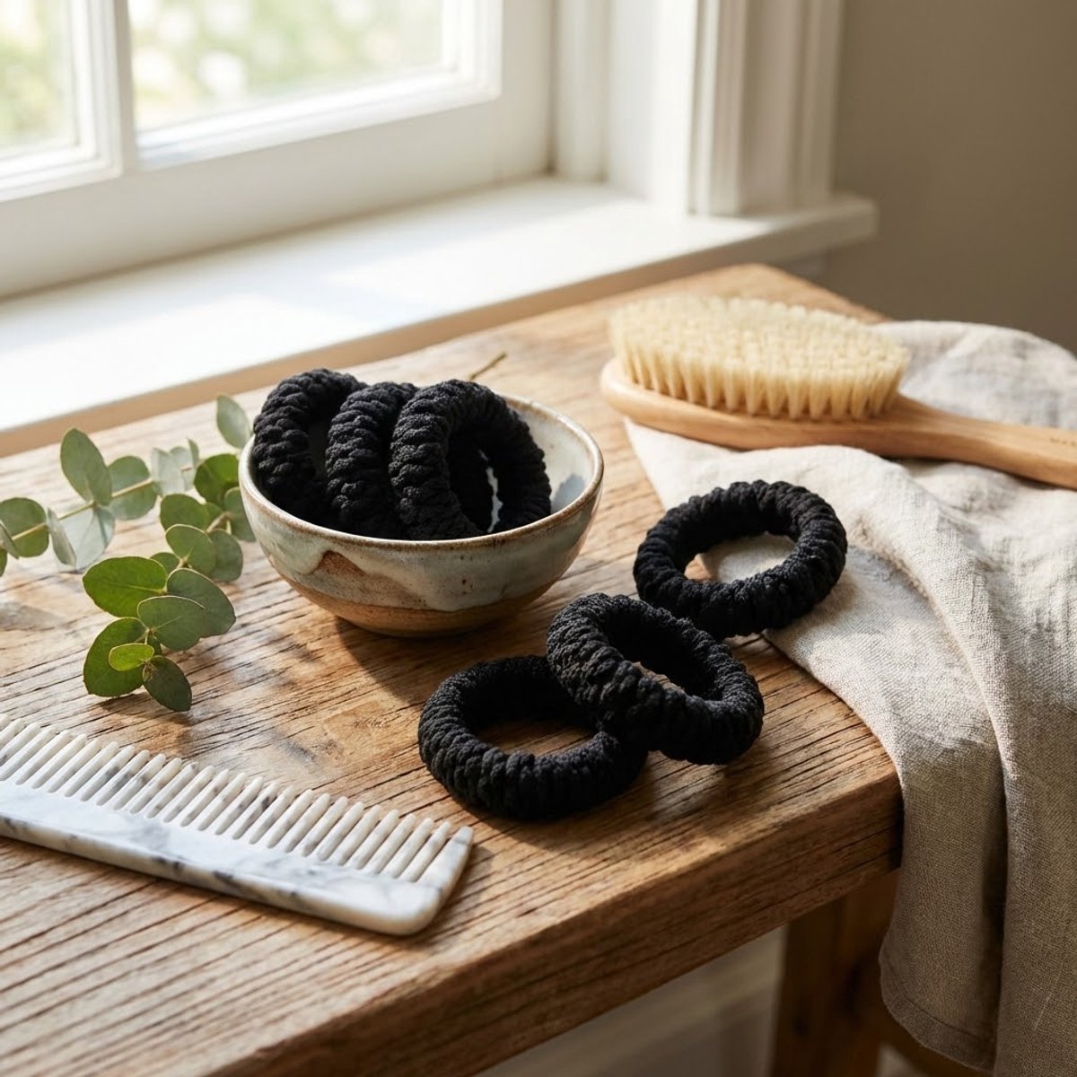 Zwart haar elastiekjes set – dikke gevlochten elastische haarbandjes – dames heren – 6 stuks – zachte antislip haar elastiek – sterk rekbare elastiek set — cadeau in Cadeau-ideeën - foto 3