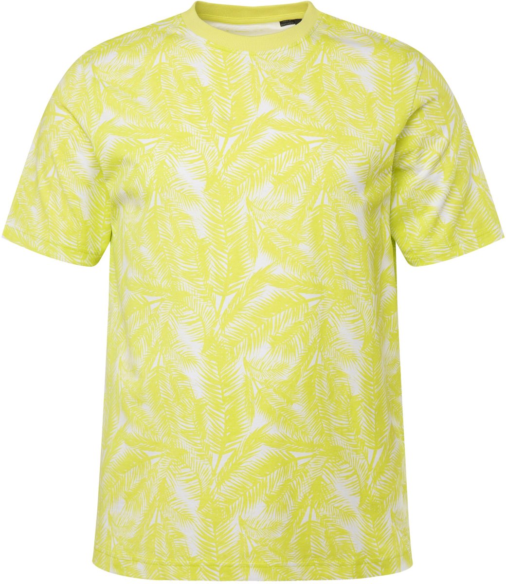 Men Plus - Heren - T-shirt korte mouwen bladerenprint - Limoengroen - Maat 60+