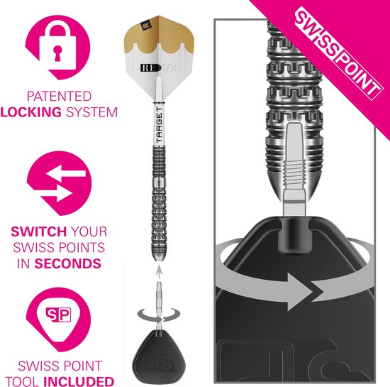 Target Darts Redux 90% Tungsten Swiss Point Steel Tip Dartset 26G Barrel 03 - Professionele Steeltip Darts met Pro Grip Shafts en Pro Ultra Flights - 52mm Lengte van Merkloos — afbeelding 4