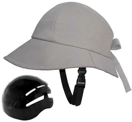 Fietshelm voor dames met zonneklep - ademend en modieus - met zonbescherming - lichtgrijs - Brawdress
