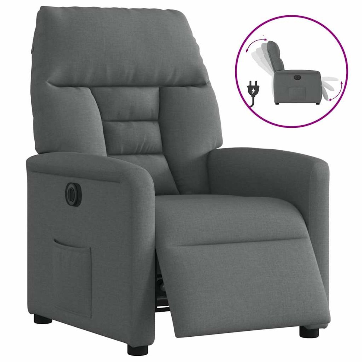 vidaXL Fauteuil - elektrisch - verstelbaar - stof - donkergrijs