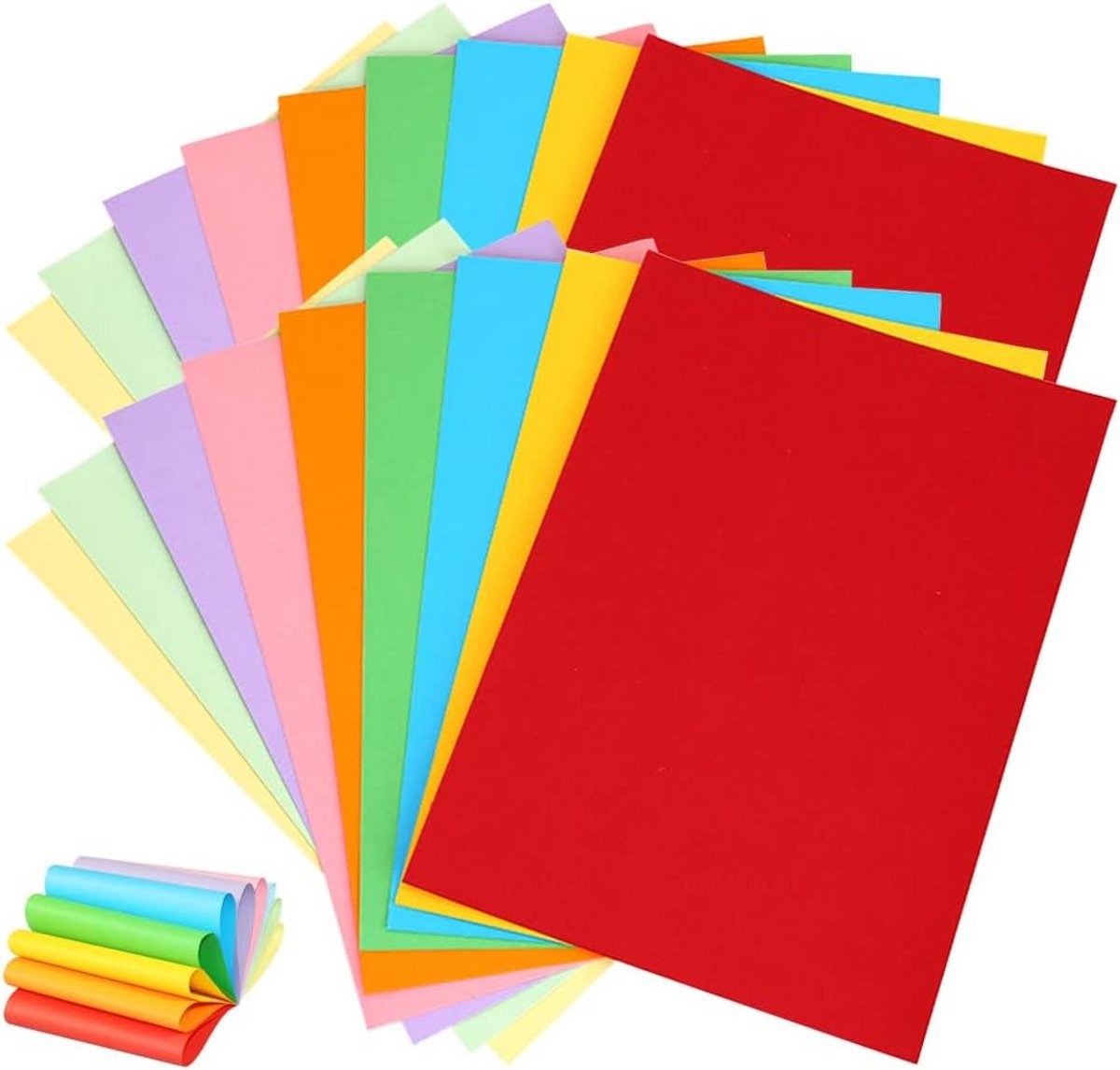100 Vellen Gekleurd A4 Karton - Stevig Papier voor Knutselen, Kaarten en Tekenen