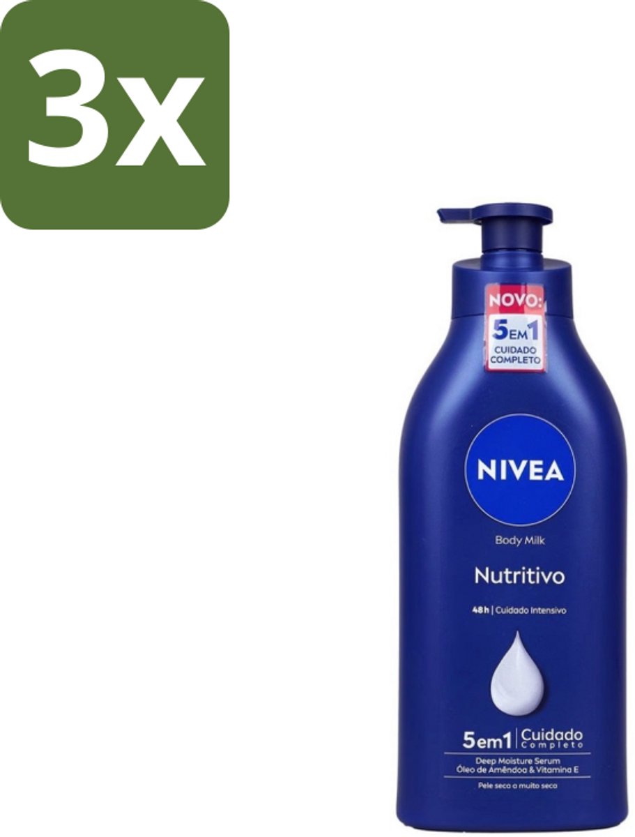 Nivea – Bodymilk – Original met Pomp – 500 ml - Bulkverpakking - 3 stuks
