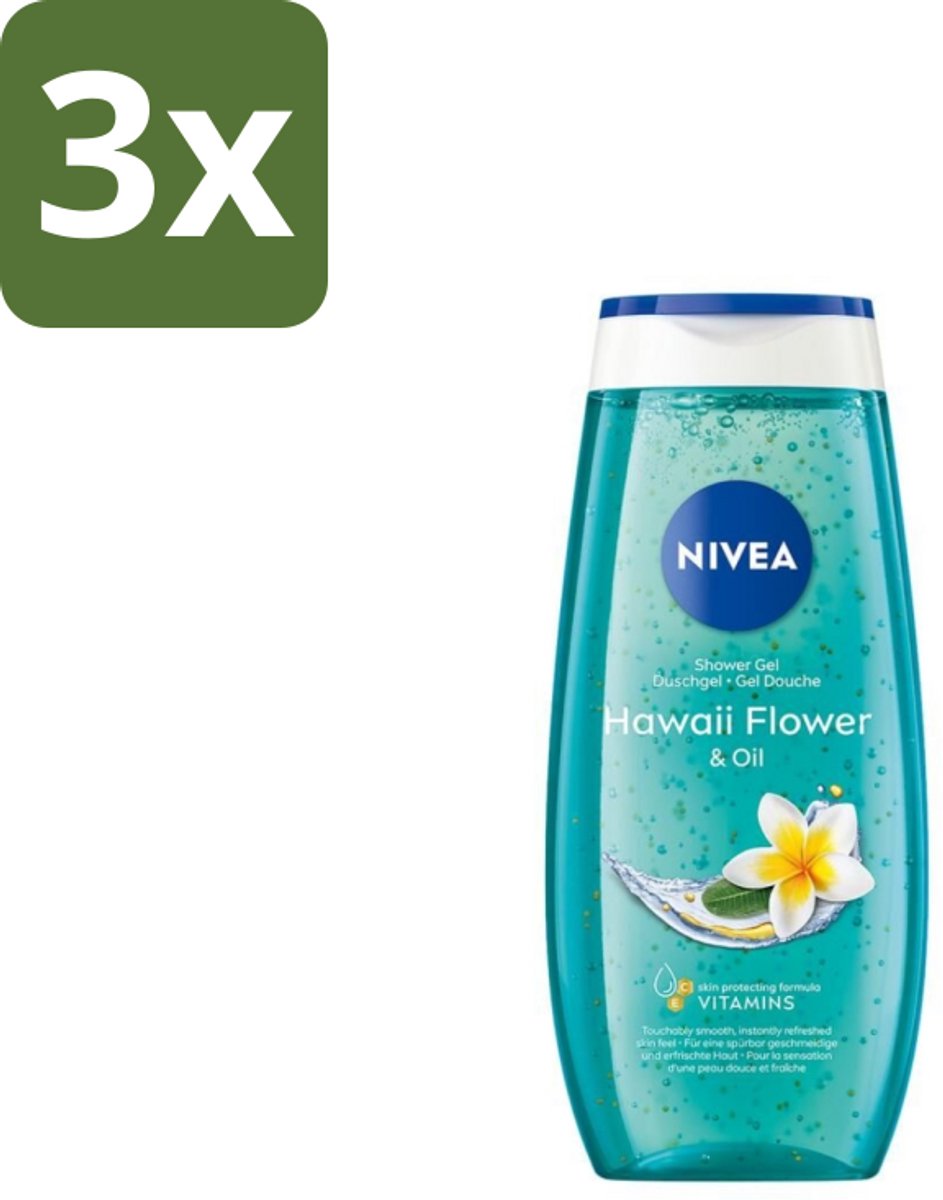 NIVEA Douchegel Hawaii Flower & Oil 250 ml - Bulkverpakking - 3 stuks