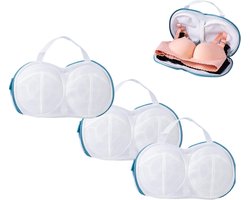 3x Bh Waszakken - Lingerie Wasnetje voor Wasmachine - Waszakjes voor Ondergoed & Beha - Anti-Vervorming & Bescherming - Wasnet met Rits & Handvat - Geschikt voor Cup A t/m C - 35x19 cm