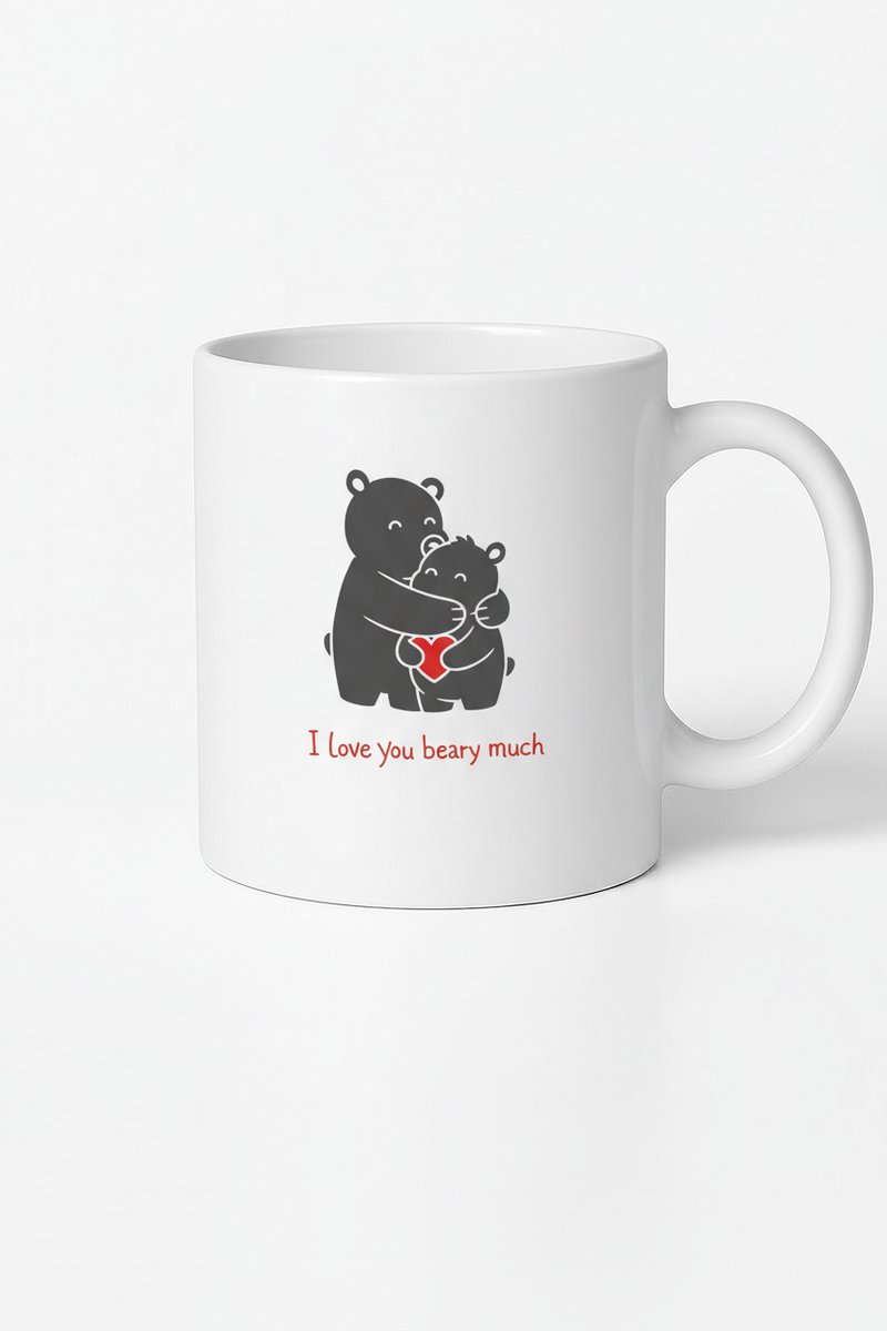 Mok "I Love You Beary Much" - Lieve Beren Knuffel met Rood Hart - Romantisch Cadeau